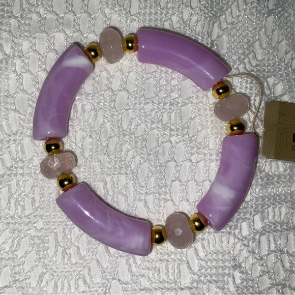 Bracelet, Barse Rose Quarts Lilac Stretch Bracelet, NWT - Picture 1 of 8